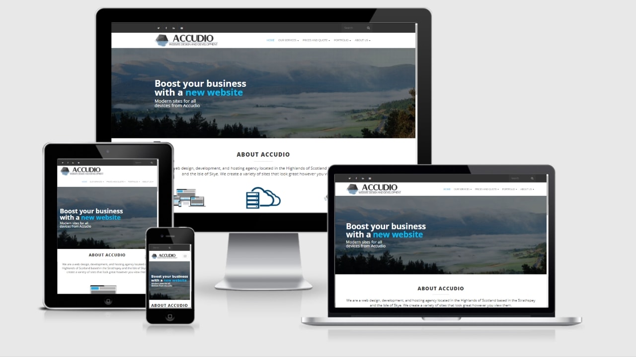 accudio.com home page responsive view